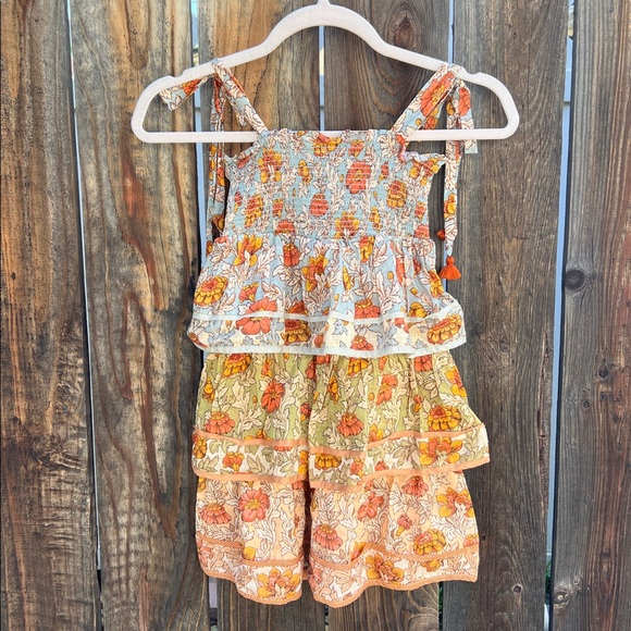 Zimmermann Kids' Andie Floral Print Tiered Cotton Sundress.size 4